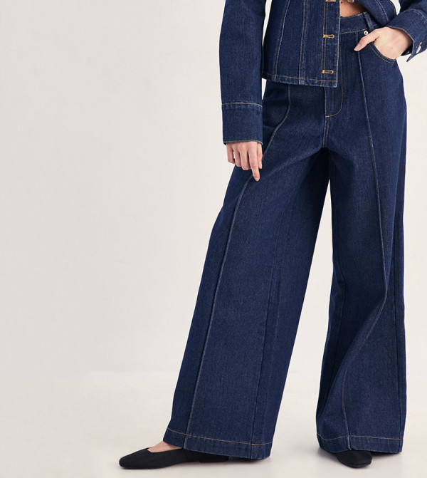 ناستي غال  denim-obsessed - نيلي  Wide Leg Jeans