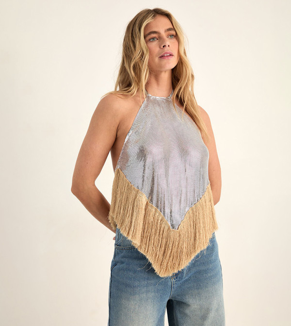 Nasty Gal Nasty Gal - Silver Sleeveless Tops