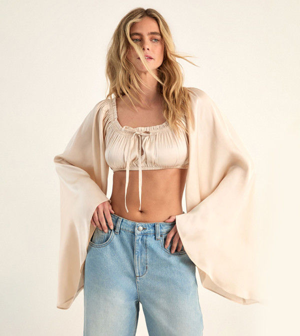 Nasty Gal Nasty Gal - Beige Cropped Tops