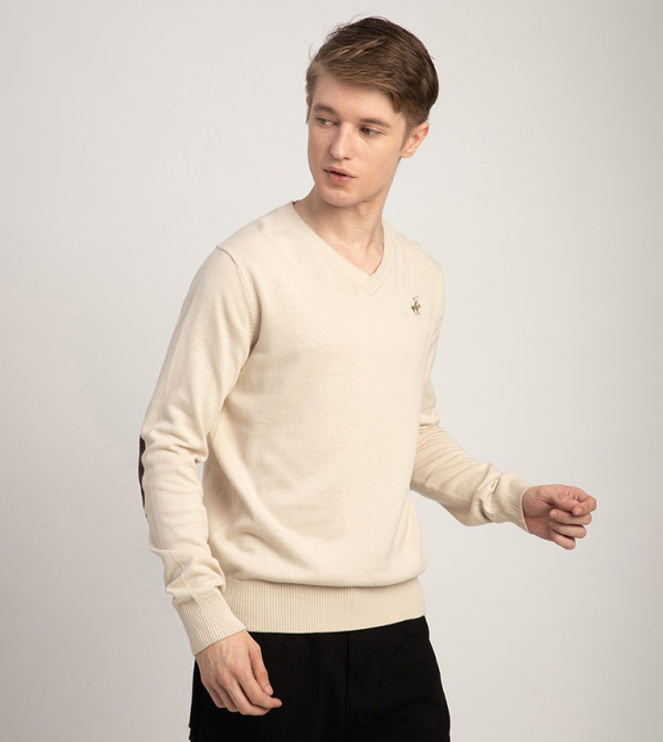 Beverly Hills Polo Club  V-neck Sweaters - Ivory Sweaters