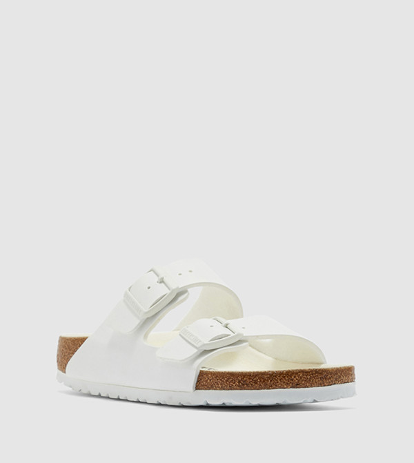 Birkenstock  Flat Sandals - White Slides