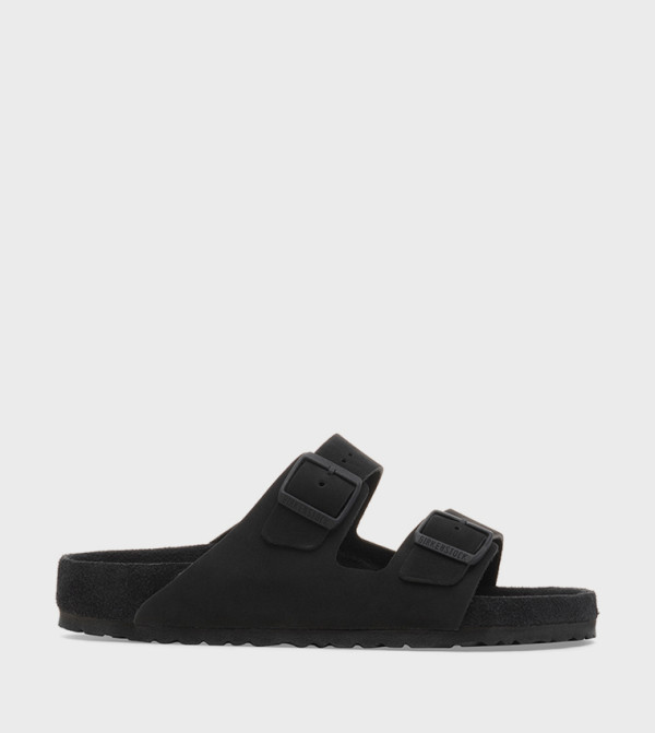 Birkenstock  textured-neutral-linen - BLACK Casual Sandals