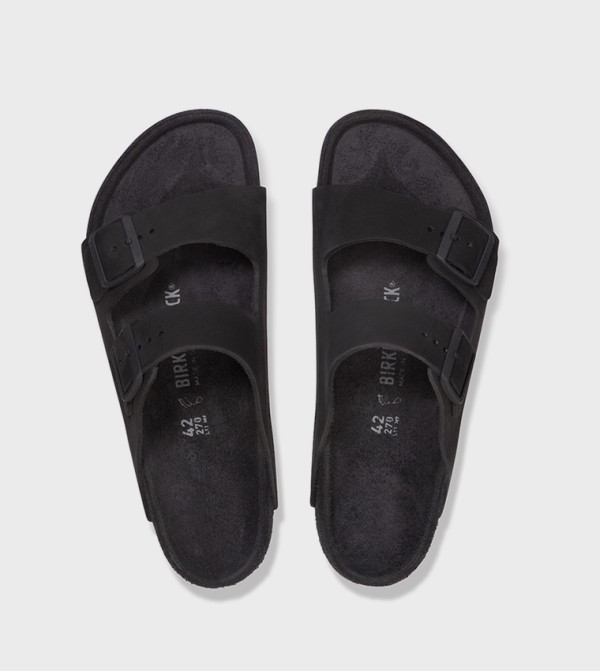 Birkenstock  textured-neutral-linen - BLACK Casual Sandals