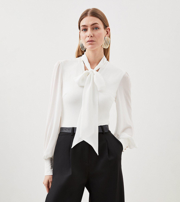 Karen Millen Bodysuit - Ivory Tops & Blouses