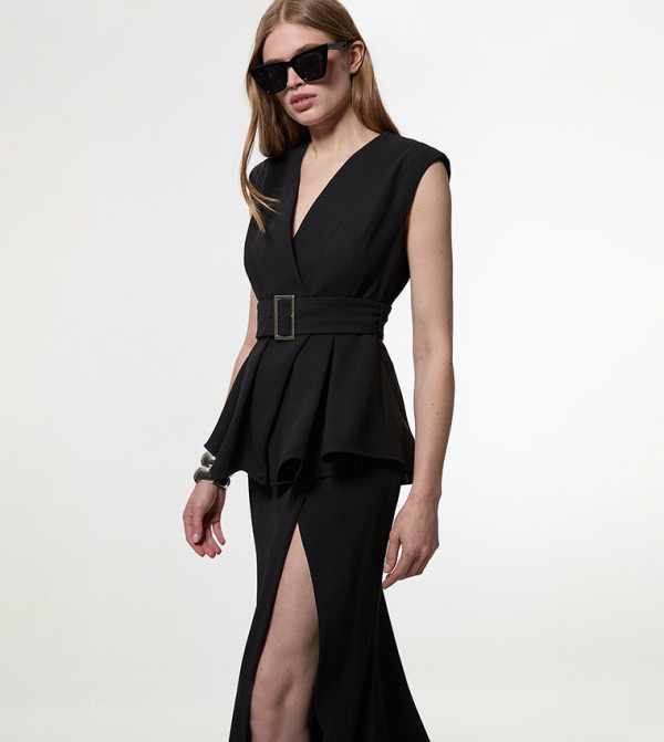 Karen Millen - Express peplum-play - Black Maxi Dresses