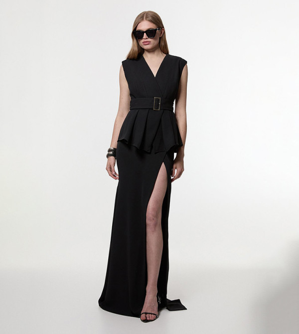 Karen Millen - Express peplum-play - Black Maxi Dresses