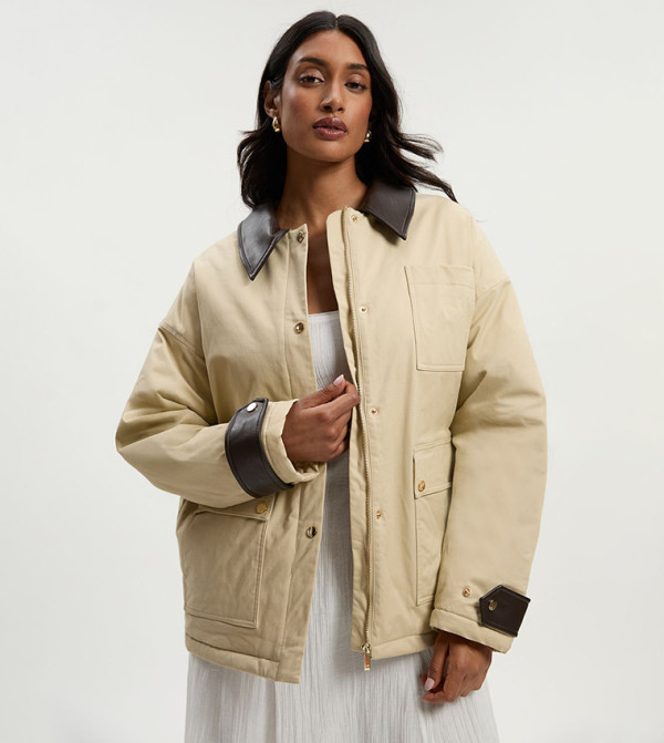 Karen Millen  Puffer & Quilted Jackets - Beige Puffer & Quilted Jackets