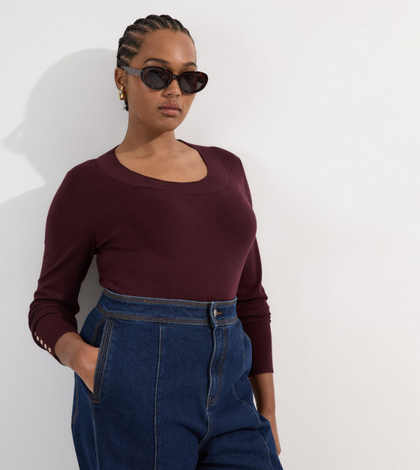 Karen Millen - Outlet  Plus Size - Burgundy Tops