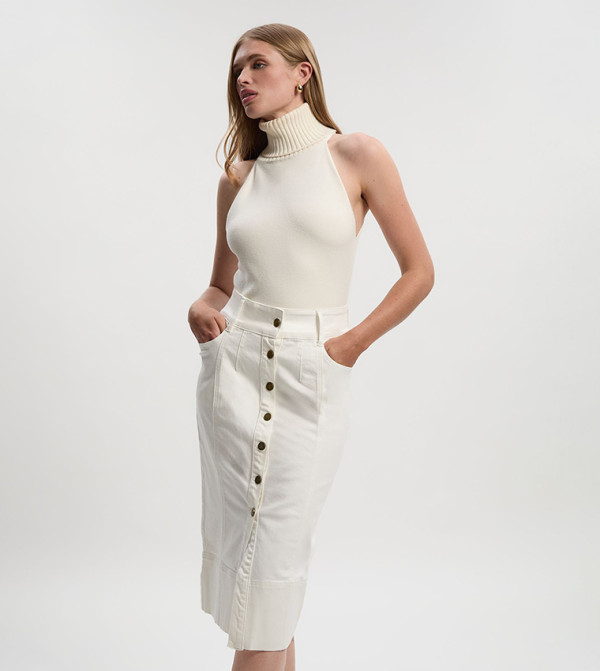 كارن ميلين - اوتليت  - أبيض  Midi Skirts