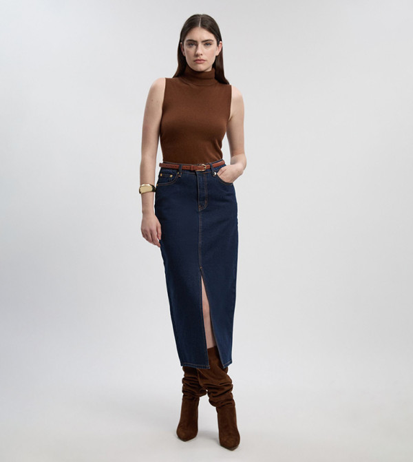 كارن ميلين denim-obsessed - نيلي Midi Skirts