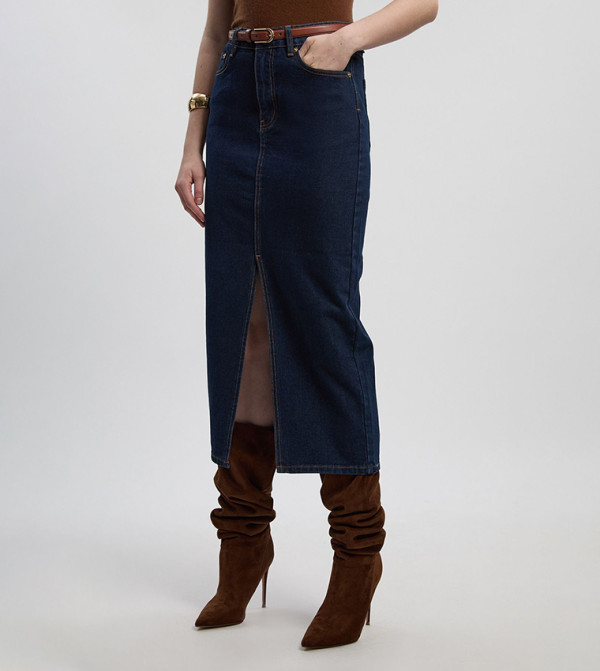 كارن ميلين denim-obsessed - نيلي Midi Skirts
