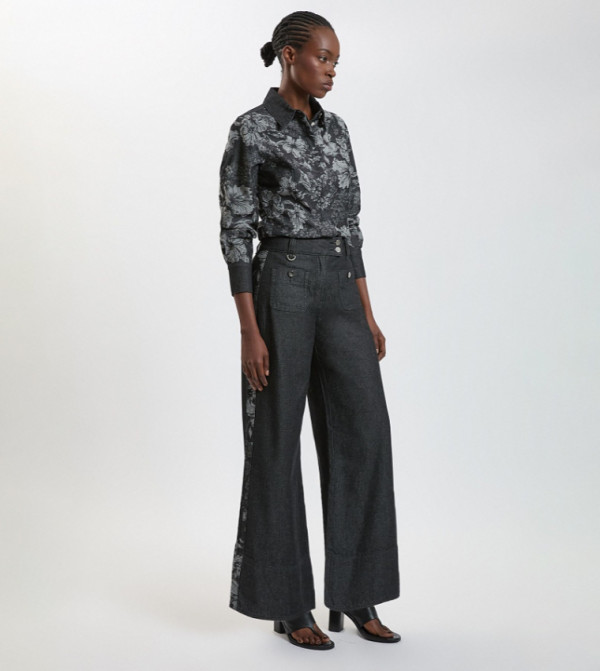 Karen Millen  Jeans - BLACK Wide Leg Jeans