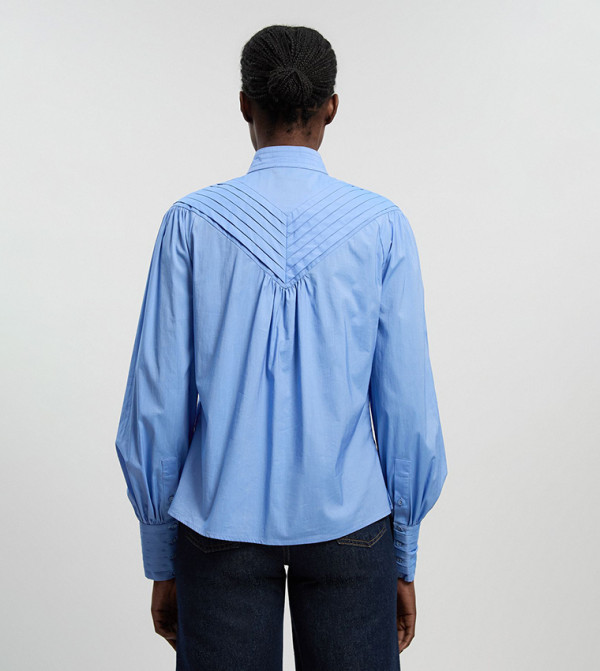 Karen Millen  statement-sleeve-babydoll - Blue Casual Tops