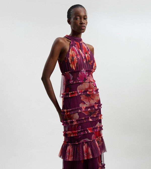 Karen Millen  floral-dresses-march - Purple Maxi Dresses