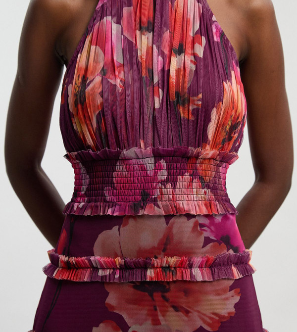 Karen Millen  floral-dresses-march - Purple Maxi Dresses