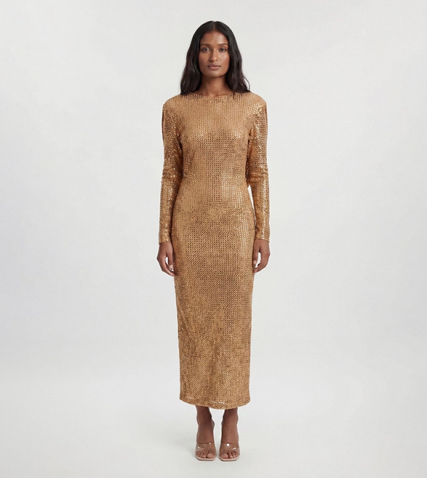 كارن ميلين  satin-going-out - ذهبي Maxi Dresses