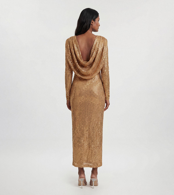 كارن ميلين  satin-going-out - ذهبي Maxi Dresses