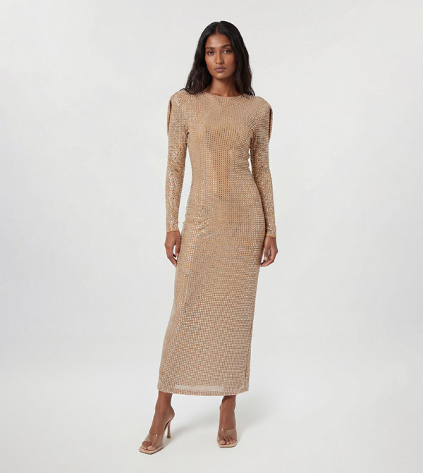 كارن ميلين  satin-going-out - بيج Maxi Dresses