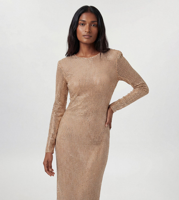 كارن ميلين  satin-going-out - بيج Maxi Dresses