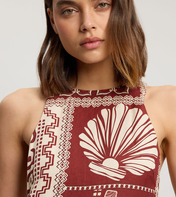 كارن ميلين pretty-in-prints-w - بني Midi Dresses
