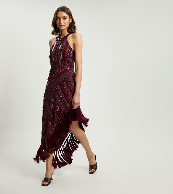 Karen Millen  Midi Dresses - Burgundy Midi Dresses