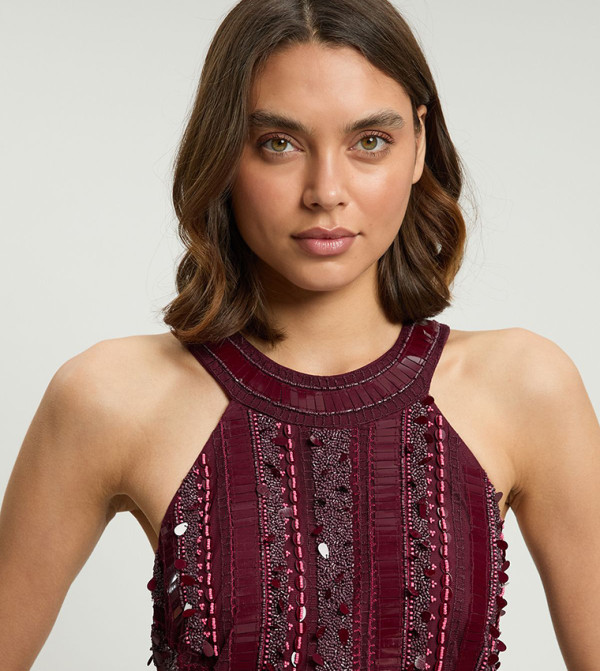 Karen Millen  Midi Dresses - Burgundy Midi Dresses