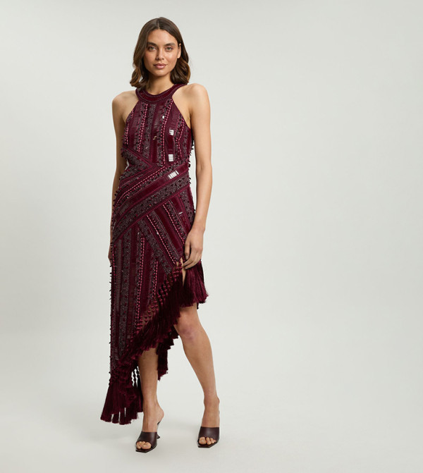 Karen Millen  Midi Dresses - Burgundy Midi Dresses