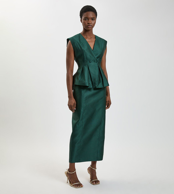 Karen Millen  peplum-play - Green Midi Dresses