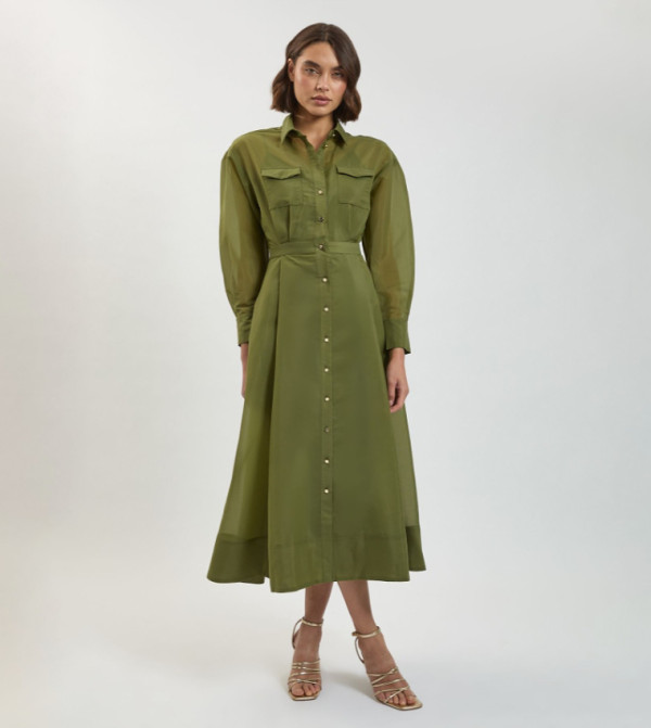 كارن ميلين  modest-dressing - أخضر Shirt & T-Shirt Dresses