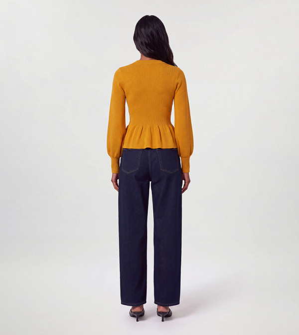 كارن ميلين  peplum-play - أصفر Round Neck Sweaters