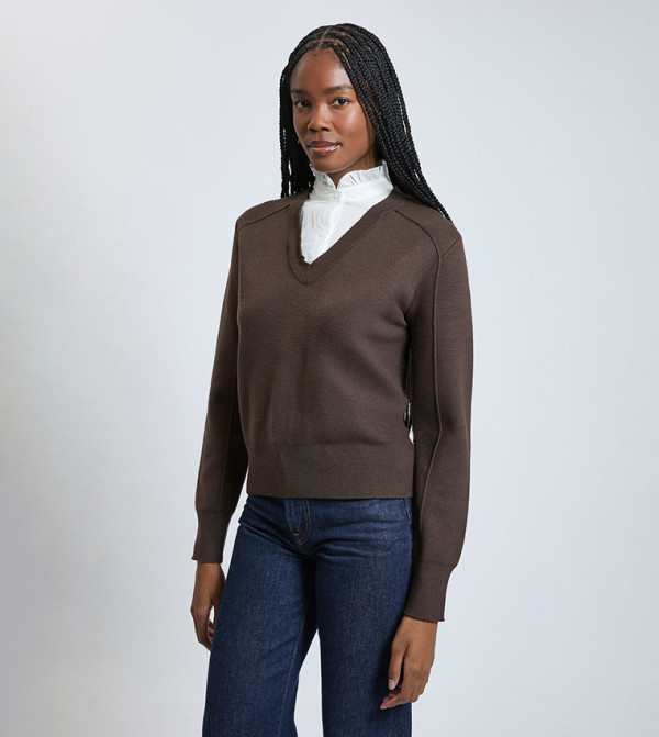 كارن ميلين  سترات - بني  V-neck Sweaters
