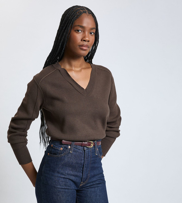 كارن ميلين  سترات - بني  V-neck Sweaters