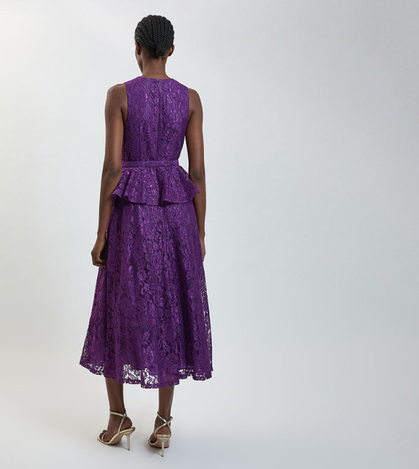 كارن ميلين  peplum-play - بنفسجي  Midi Dresses