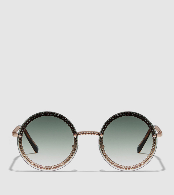 بلاك أوت بلاك أوت - ذهبي Round Sunglasses
