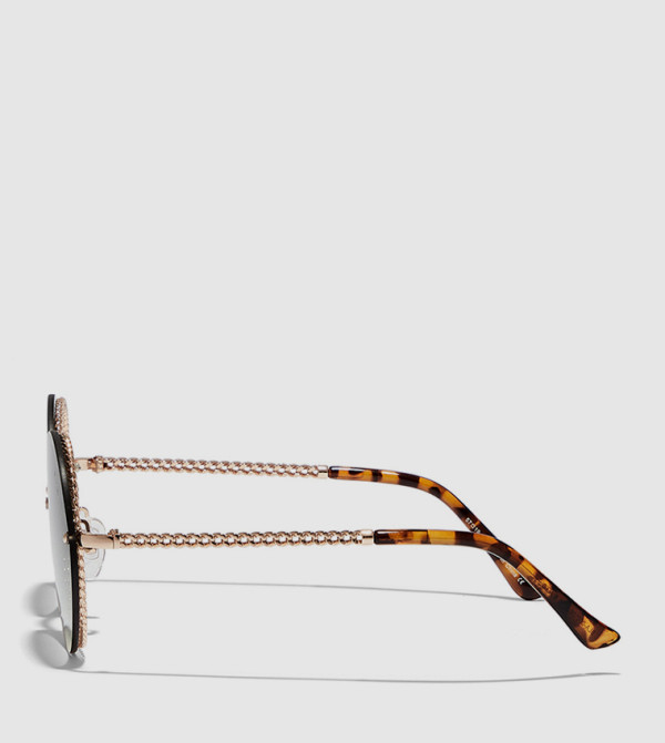 بلاك أوت بلاك أوت - ذهبي Round Sunglasses