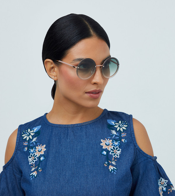 بلاك أوت بلاك أوت - ذهبي Round Sunglasses