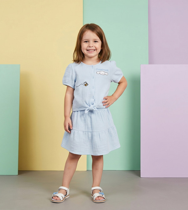 BABIES & MORE cobalt-and-ochre - Blue Tops and Skirts
