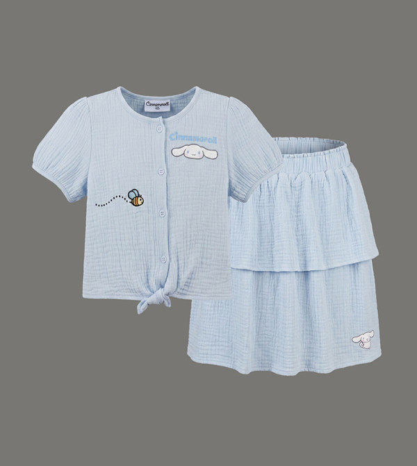 BABIES & MORE cobalt-and-ochre - Blue Tops and Skirts
