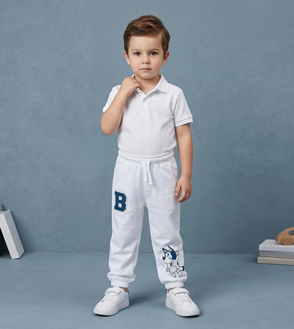 BABIES & MORE varsity-graphics - White Joggers
