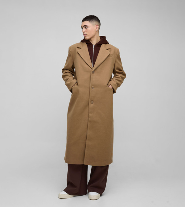boohooMAN  Overcoats - Tan Overcoats