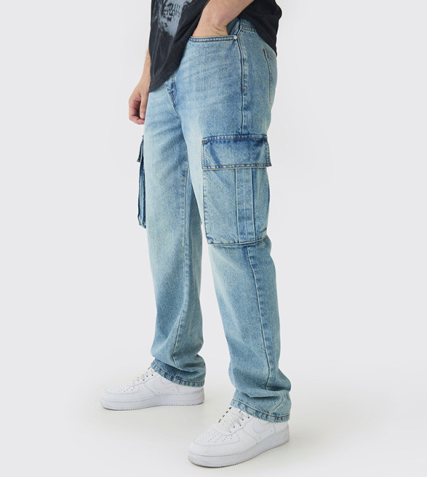 بوهو مان - إكسبرس  relaxed-denim-cargo - أزرق Straight Jeans