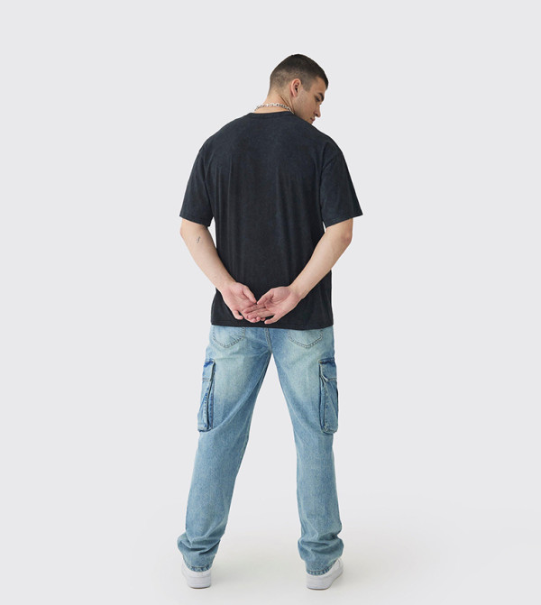 بوهو مان - إكسبرس  relaxed-denim-cargo - أزرق Straight Jeans