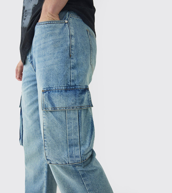 بوهو مان - إكسبرس  relaxed-denim-cargo - أزرق Straight Jeans