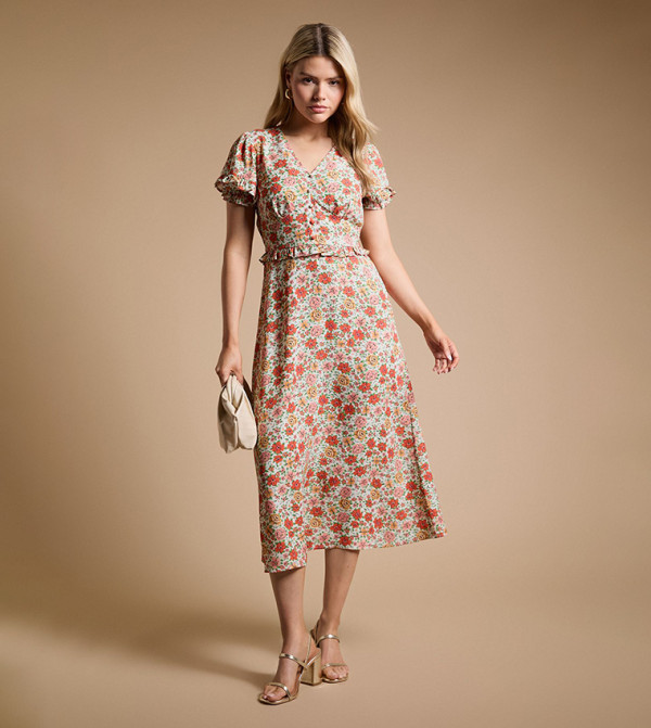 دوروثي بيركينز  statement-sleeve-babydoll - متعدد Midi Dresses