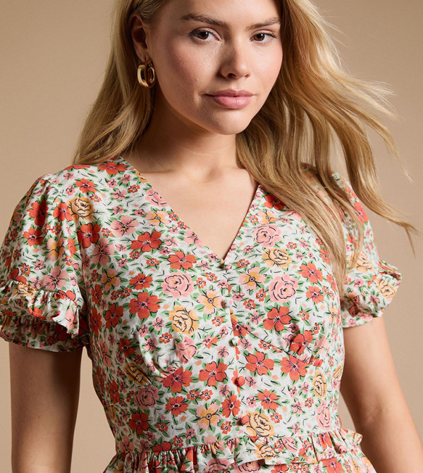 دوروثي بيركينز  statement-sleeve-babydoll - متعدد Midi Dresses