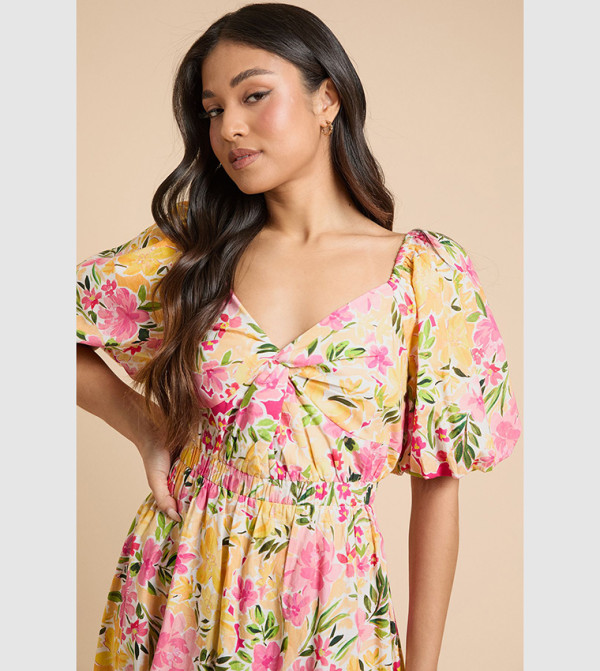 Dorothy Perkins  statement-sleeve-babydoll - Multi Midi Dresses