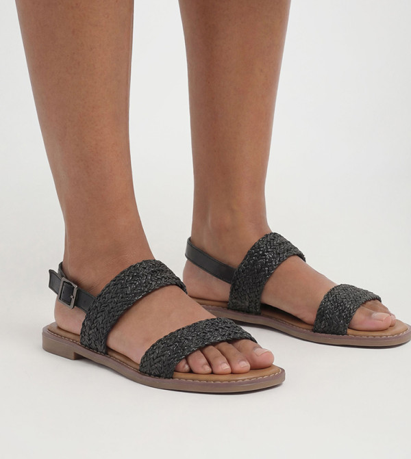 Good For the Sole  - BLACK Flat Sandals