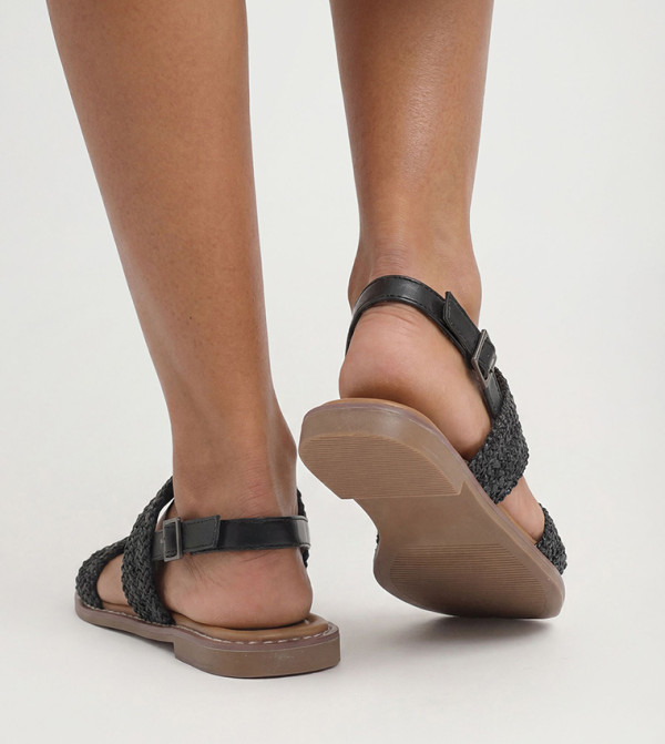 Good For the Sole  - BLACK Flat Sandals