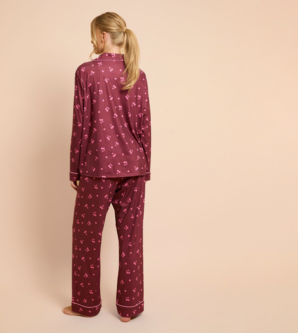 بوهو ملابس نوم - بني محمر Pyjama Set