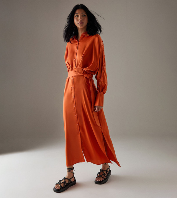Warehouse - Outlet Warehouse - Outlet - Orange Midi Dresses